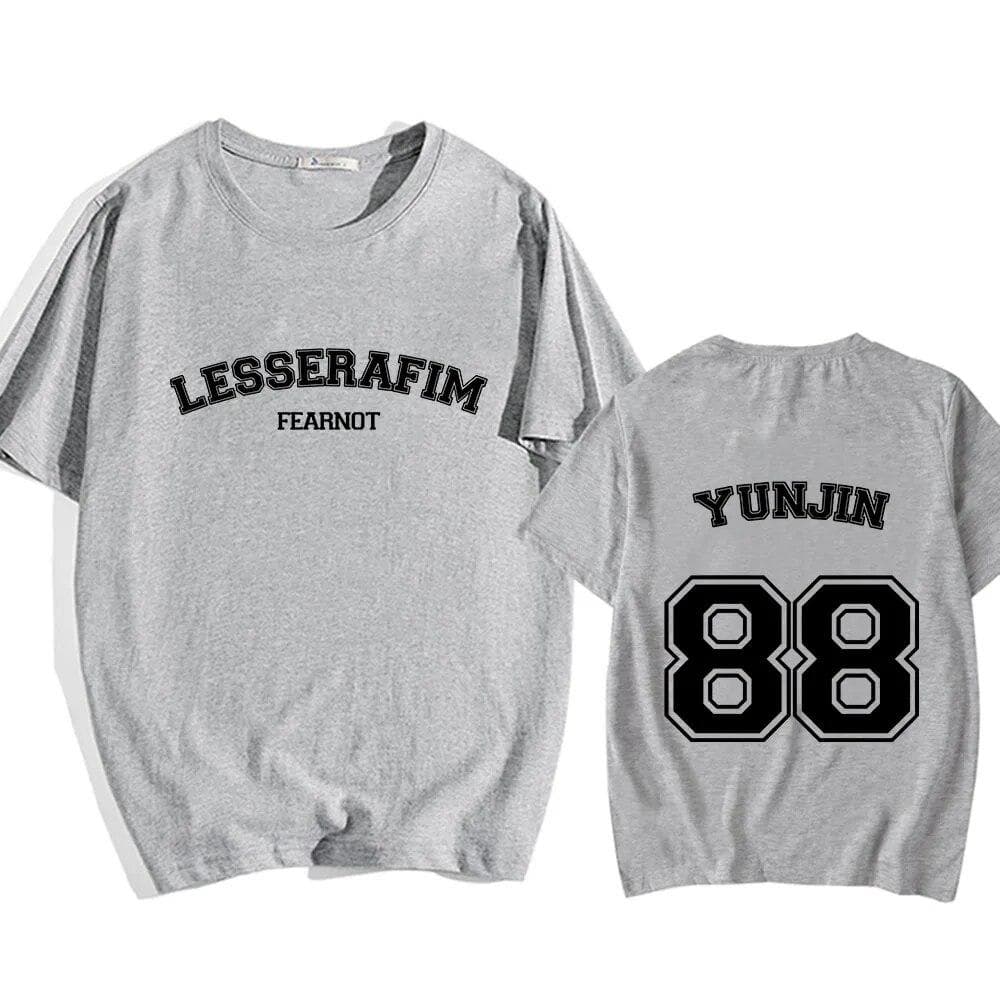 LE SSERAFIM YUNJIN 88 T-shirts for Unisex/Women Cotton Comfortable High Quality Tee-shirt Kpop Band Graphic Printing Tshirts Male M