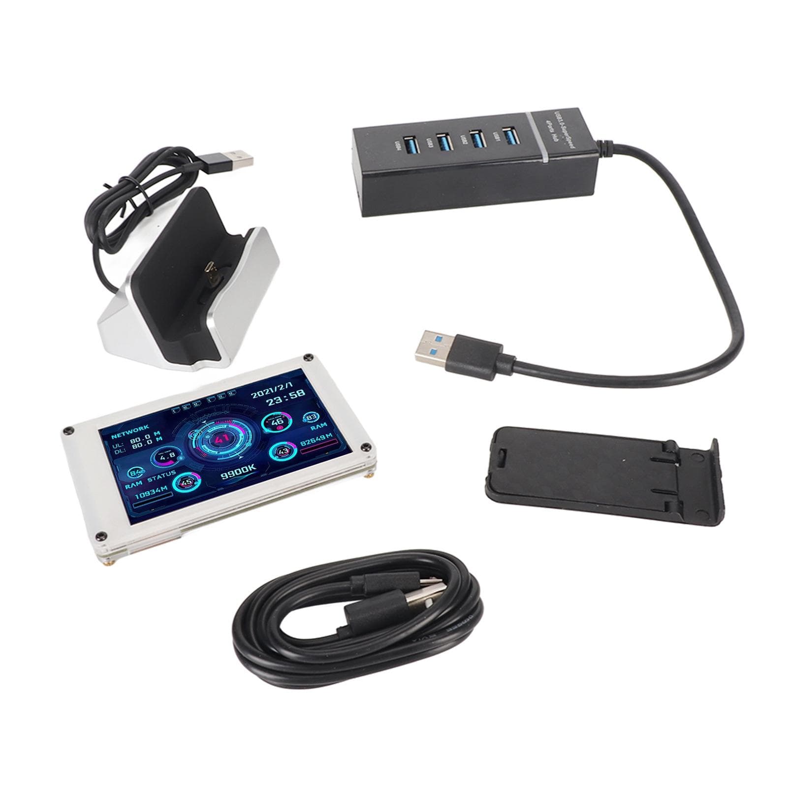 3.5in PC Temp Monitor Dual USB Interface IPS USB Mini Screen CPU GPU RAM HDD Data Monitor for