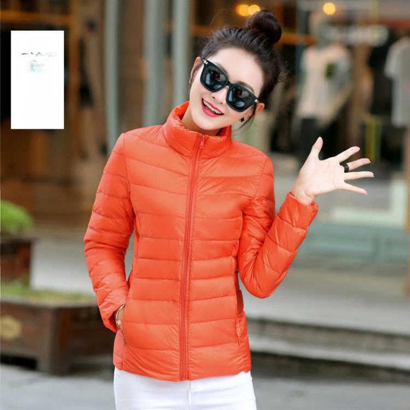 Autumn and Winter New Light Down Jacket Women's Hooded Short Stand-up Collar Large Size Slim Fit 5XL