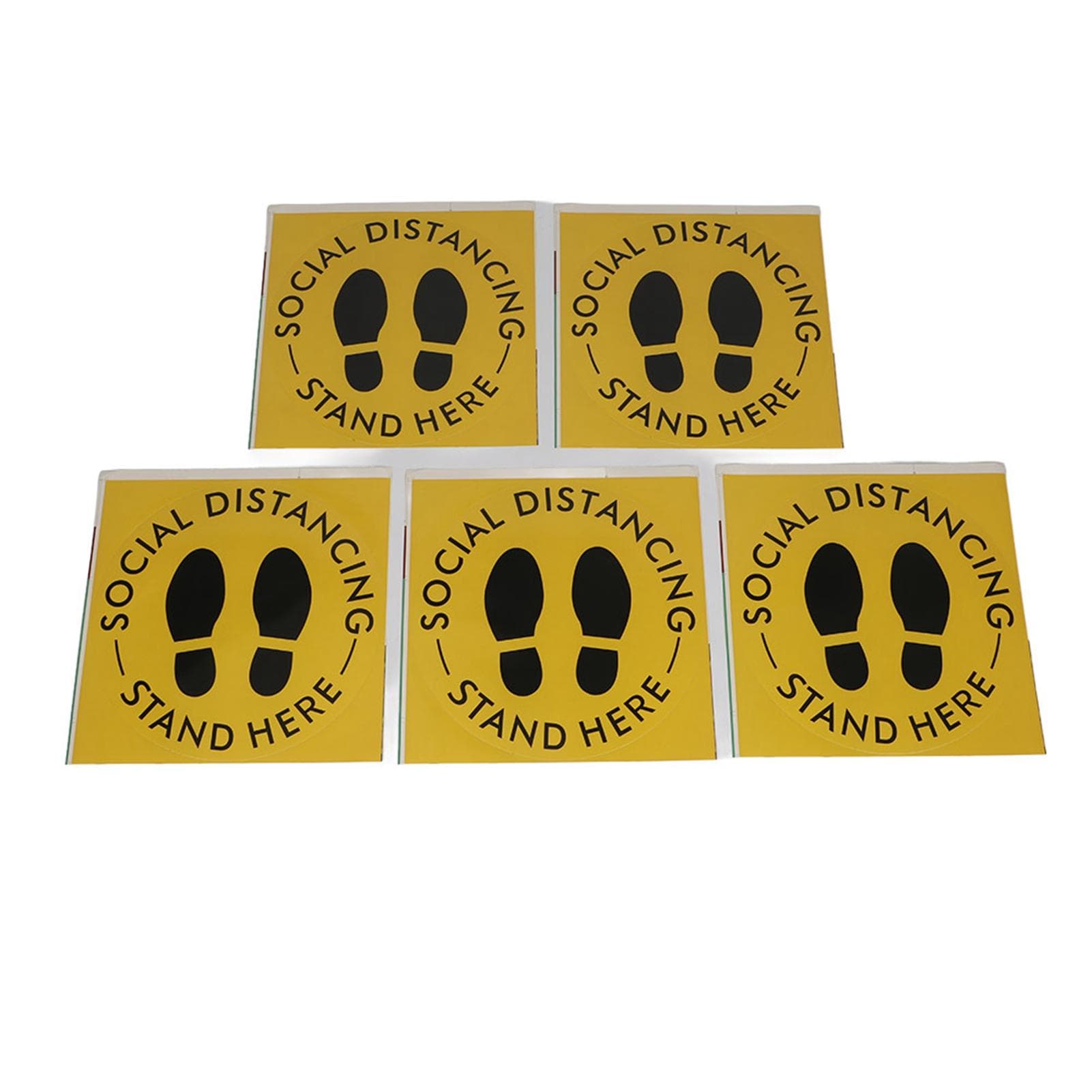 5PCS Social Distancing Ground Sticker Distance Marker Floor Signs Decal for School Market Public yellow
