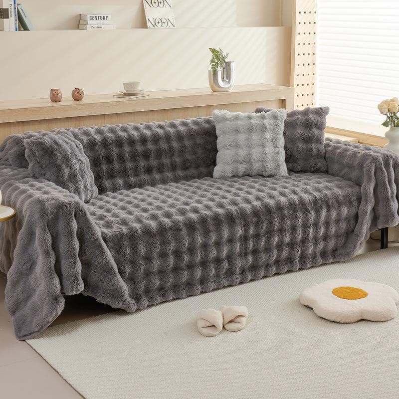 New Sofa Towel Winter Thickened Rabbit Plush Sofa Cover Cover Cloth Sofa Butt Cushion All-inclusive Plush Cushion Winter 180*130cm