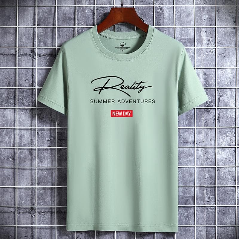QICED Cotton Short Sleeve T-shirt Men's Fashion Loose Half Sleeve Shirt Printed Compassionate Shirt S