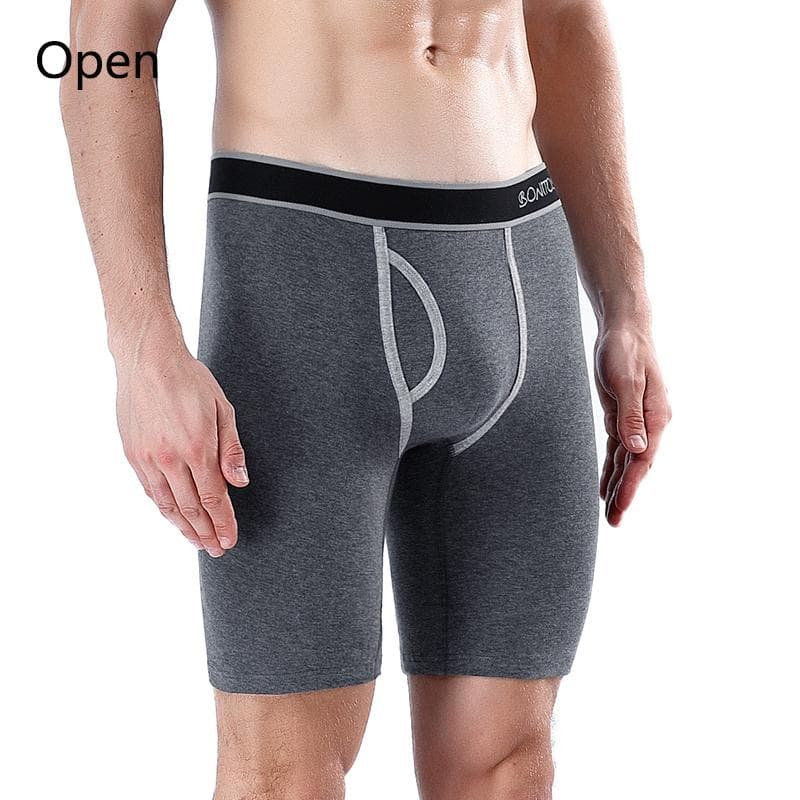 BONITOS 1Pcs Long Men's Underpants Cotton Men Boxers Comfortable Underwear For Man Solid Color L dark gray