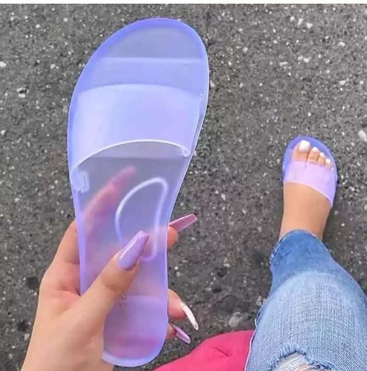 Woman Sandals Sexy Summer Shoes Woman Slip On Fashion Sandals Slides Ladies Transparent Flats Shoes 41