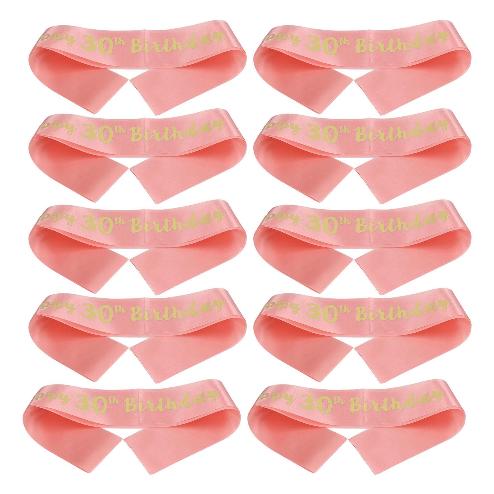 10Pcs Pink Birthday Sash 30th Birthday Polyester Large Letter Pefect Size 30th Birthday Sash for