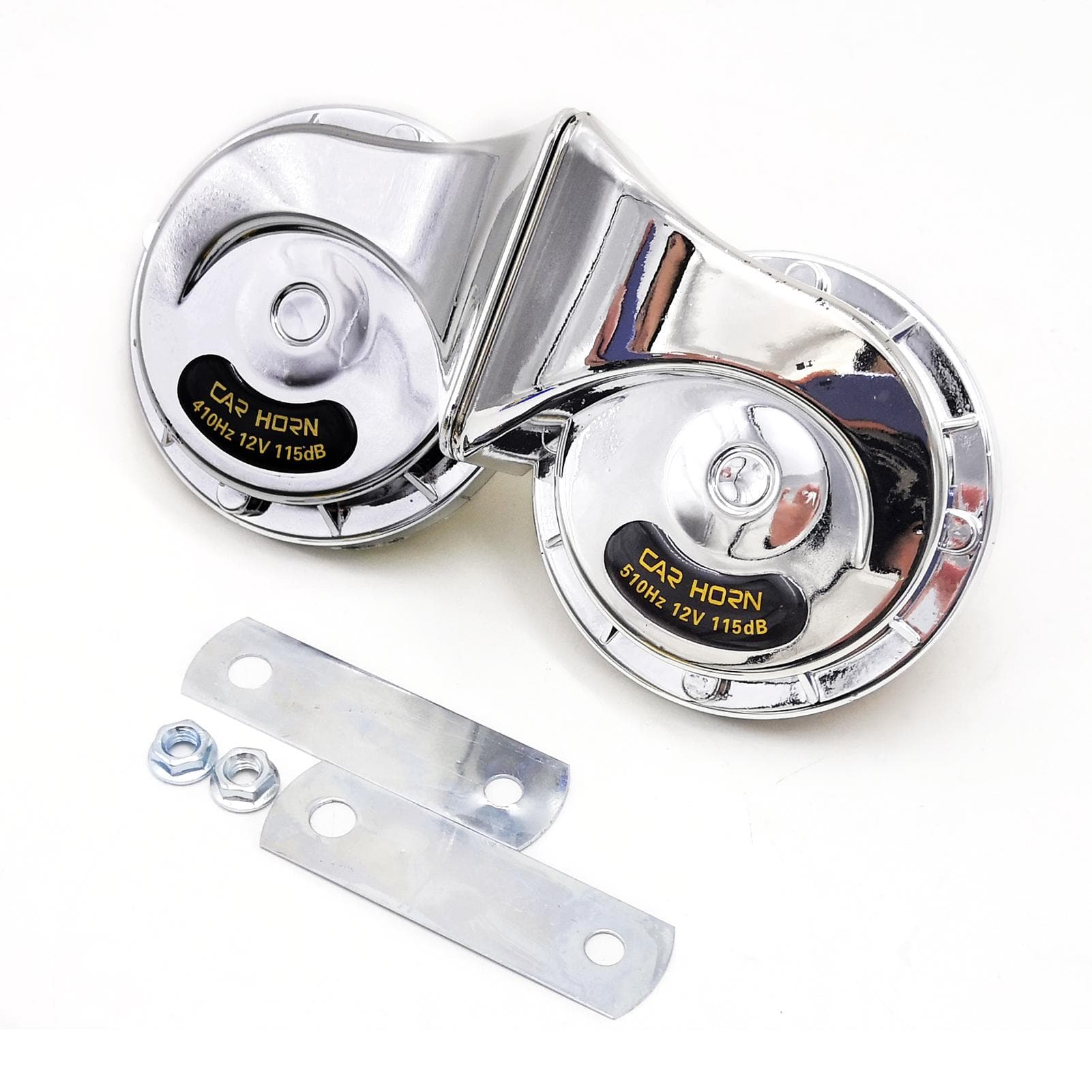12V 2Pcs Loud Air Electric Snail Horn Dual Tone Snail Horn for Motorcycles Cars Small Yact silver