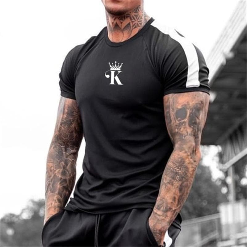 T-shirt For Men Letter King O-neck Men' Top Daily Casual Clothing Vintage Sportswear Loose Oversized Clothes Trend Short Sleeves M