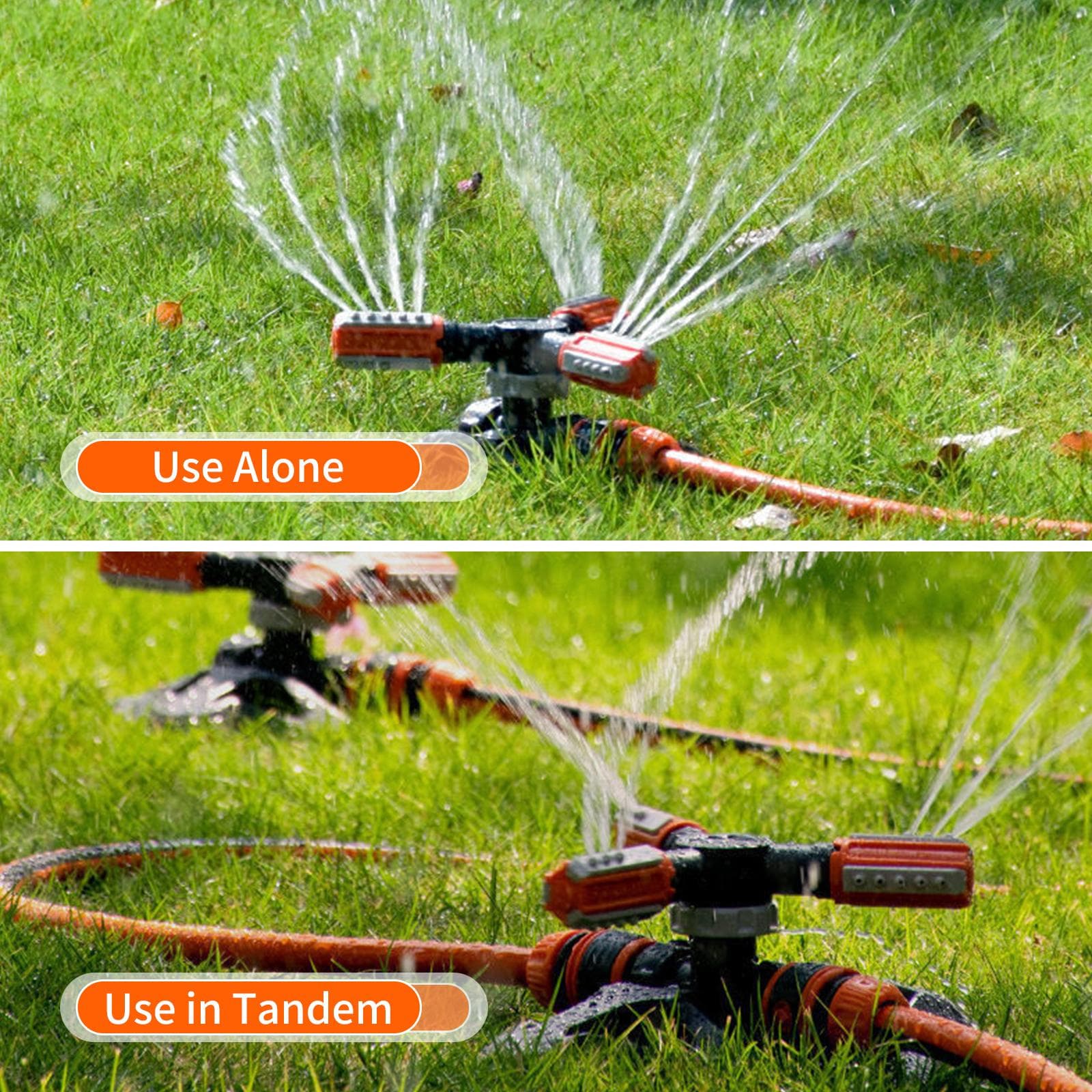 360 degrees Rotating Garden Sprinkler Adjustable 3-Arm Lawn Sprinkler Irrigation System Outdoor Garden grey