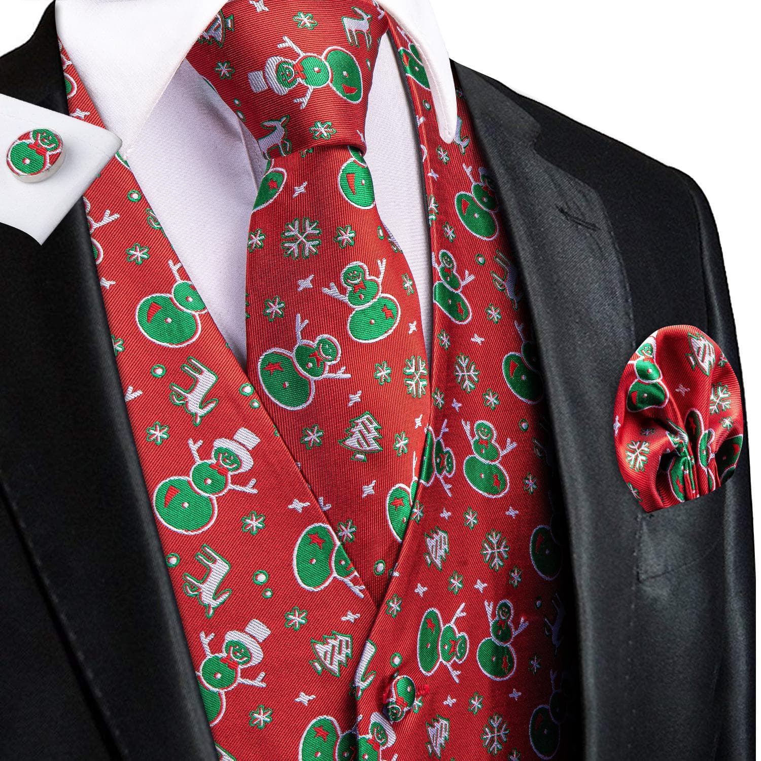 Mens Formal Wedding Waistcoat Solid Floral Suit Vest Slim Tuxedo Silk Tie Set M