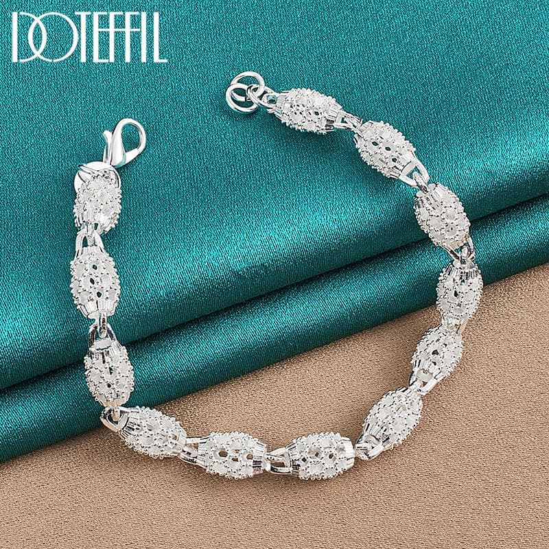 925 Sterling Silver Charm Bracelet Jewelry 20cm