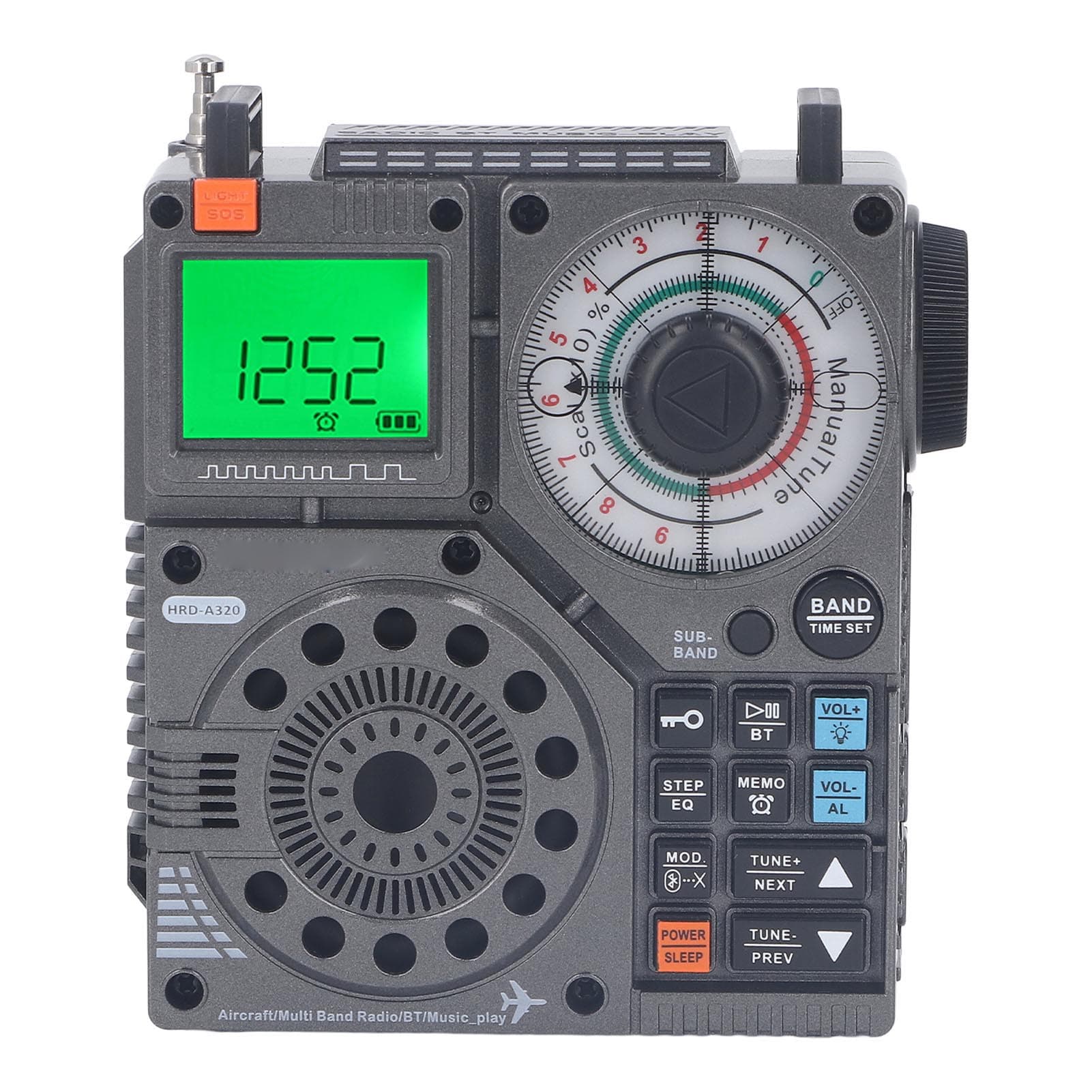 Multi Band Radio Support Bluetooth Memory Card SOS Alarm Air Band Radio Receiver with Flashlight