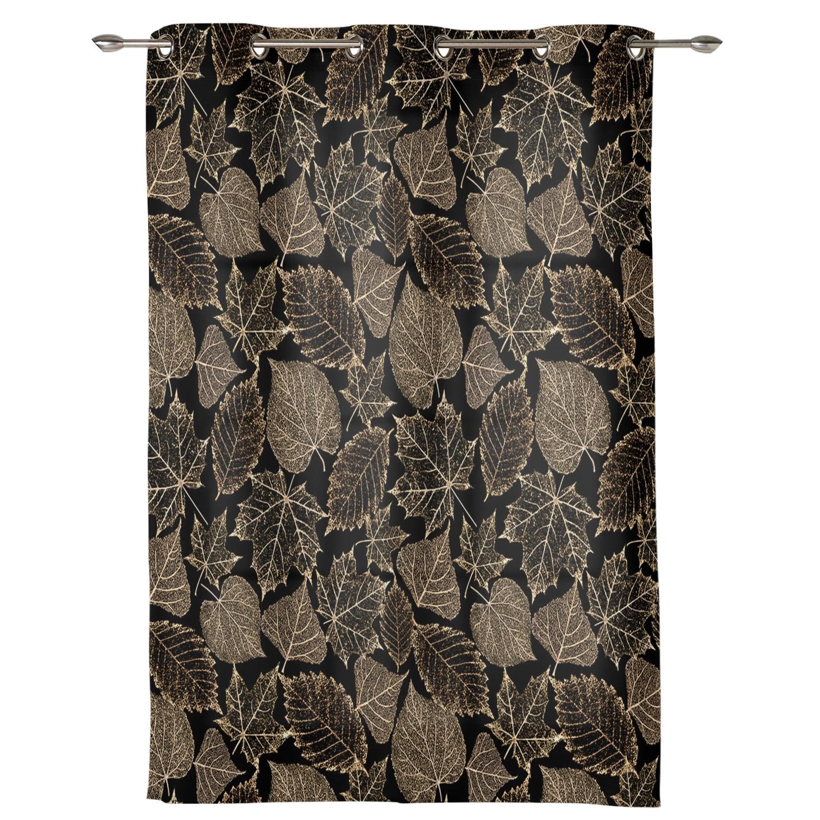 Autumn Maple Leaf Texture Curtains for Bedroom Living Room Window Curtain Treatments Blinds Kitchen Home Decor Drapes 135W x 60H(cm) x1