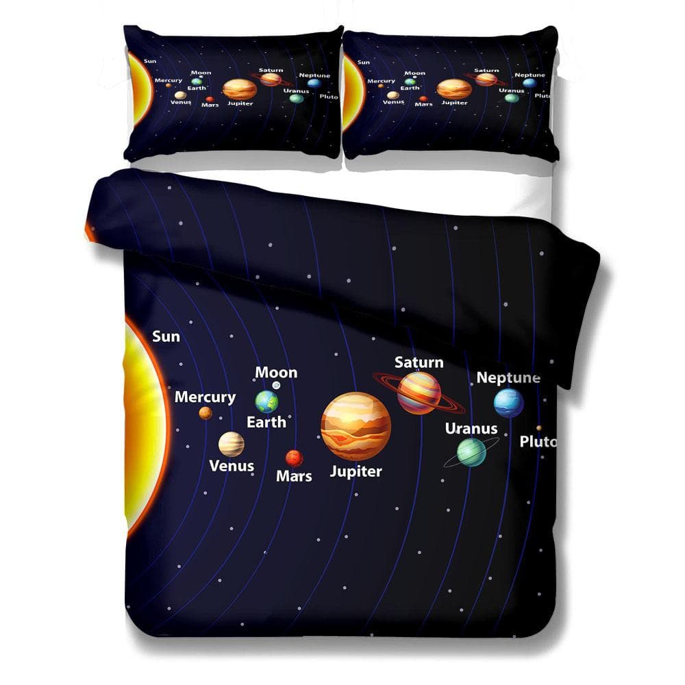 Solar System Chart Duvet Cover Set King Queen Double Full Twin Single Size Bed Linen Set EU single(135x200cm)