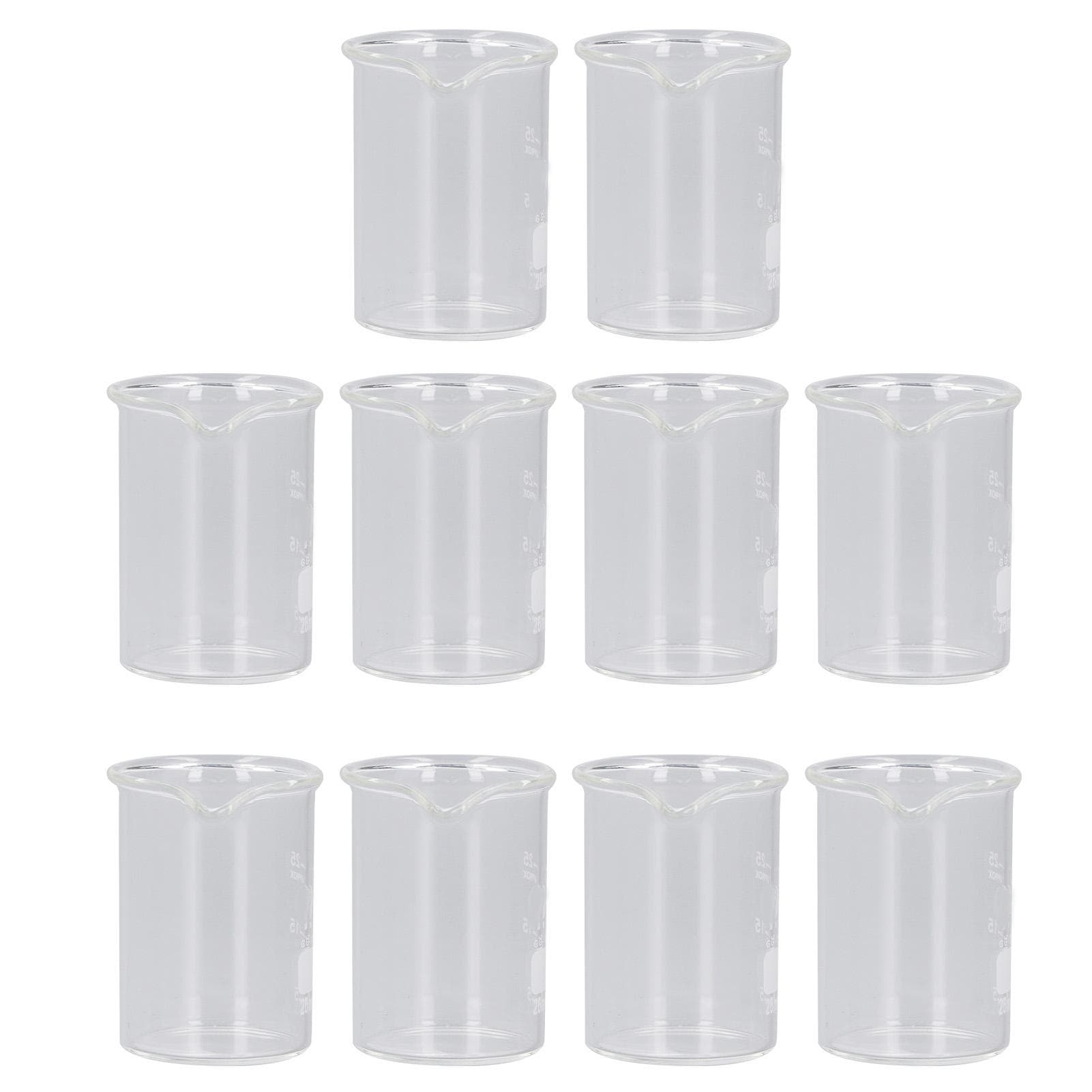 10PCS Glass Beaker Set Experiment Measuring Cup with Scale Teaching Equipment 25mL Capacity