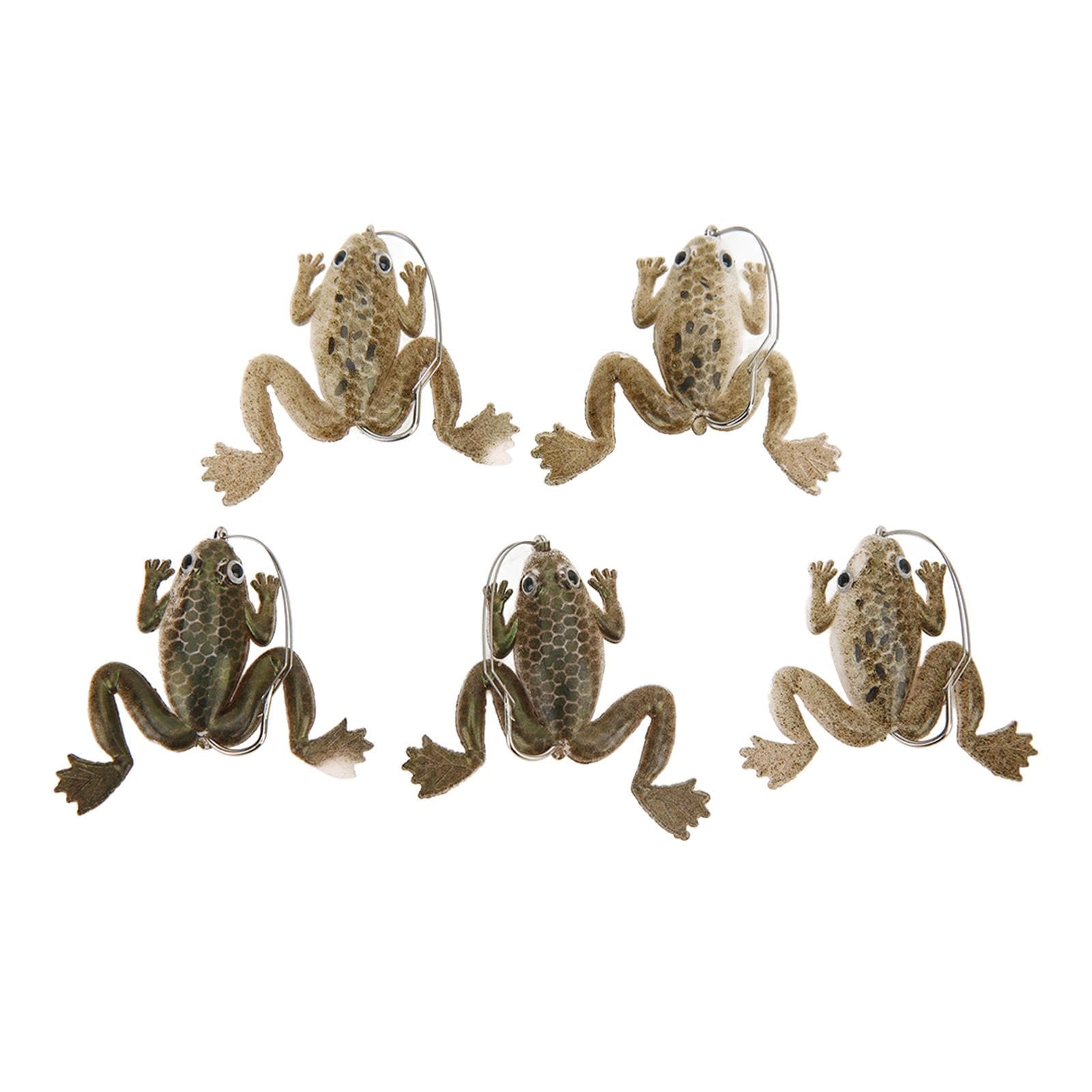 Frog Lure Soft Lifelike Artificial Rubber Swimming Bait with Hook for Fishing 5pcs 3g Brown brown