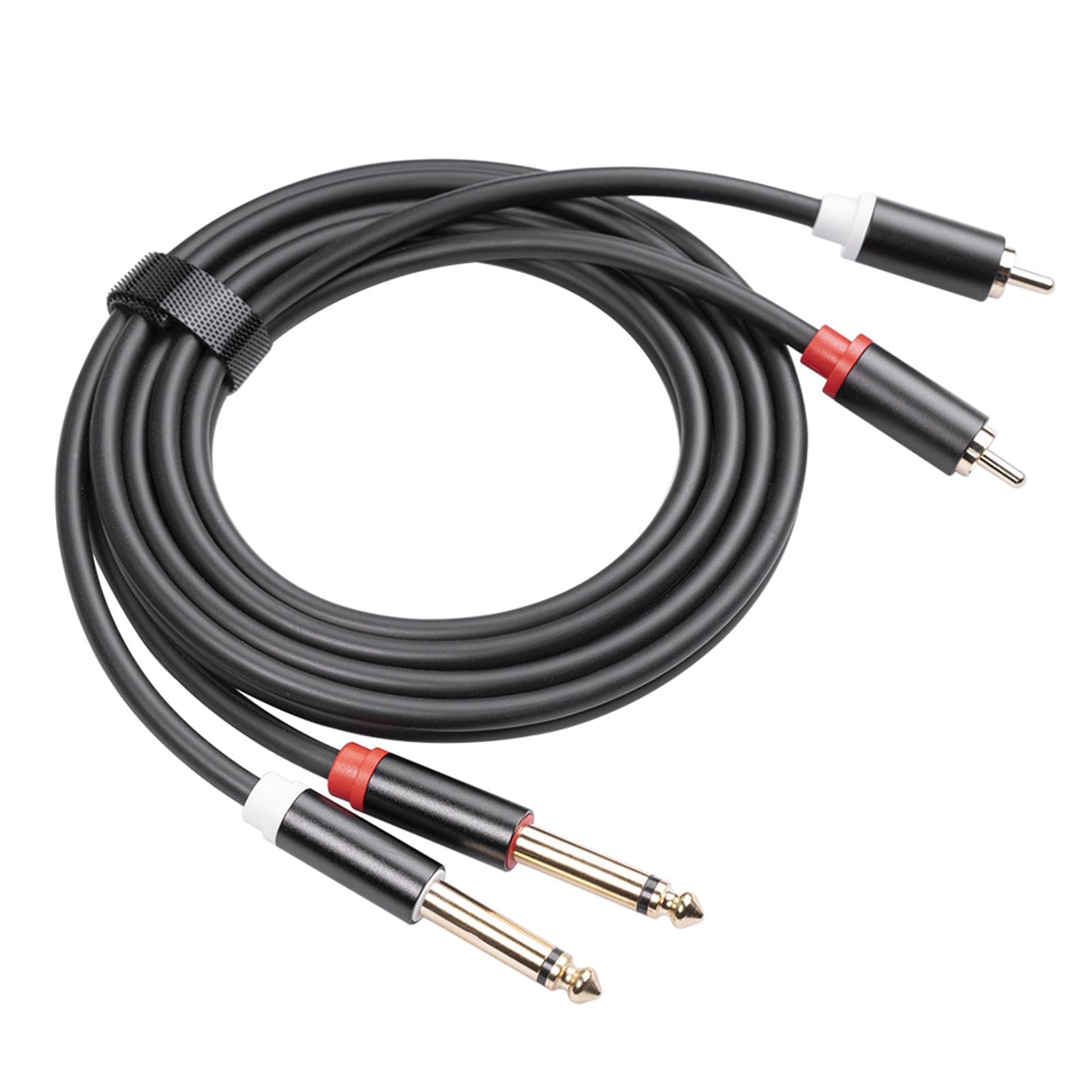 Dual 1/4 TS to Dual RCA Audio Interconnect Cable 2*6.35mm Male TS to 2 RCA Male Adapter Wire Cord black