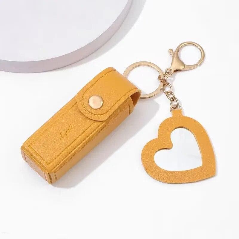 1PC Portable Glitter Lipstick Bags Wallet Keychain Mini Storage Bag for Women Gift Solid Color Lipsticks Protective Cover yellow