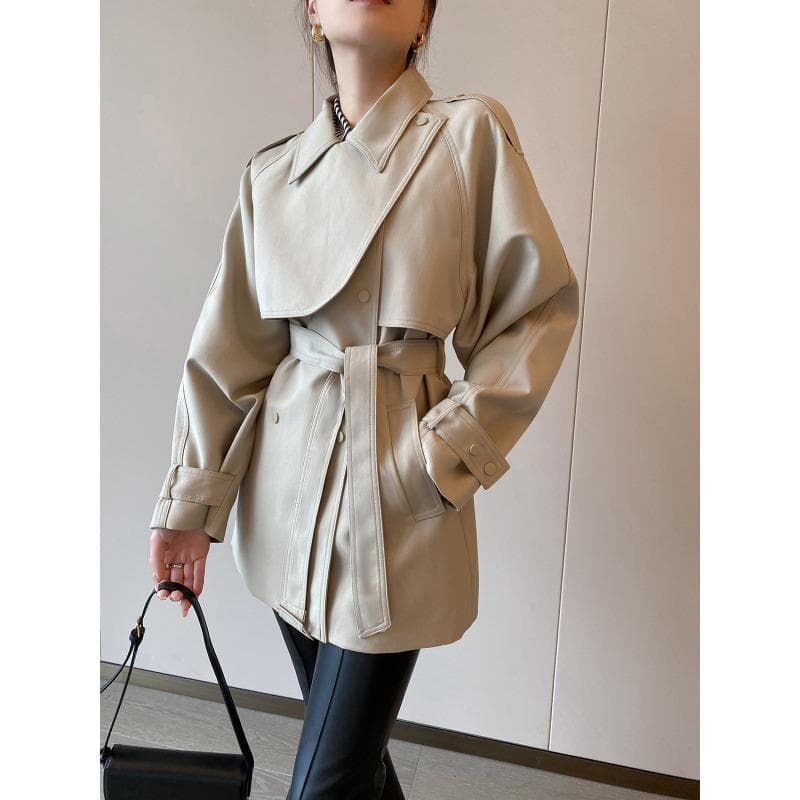 Spring New Cape Trench Coat Women's Design Sense Medium and Long Coat XL