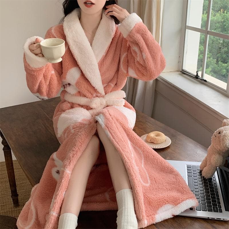 Robes Women Solid Single Breasted Thick Loose Winter Warm Homewear Simple Leisure Lounge Popular College V-neck Feminino Cozy L
