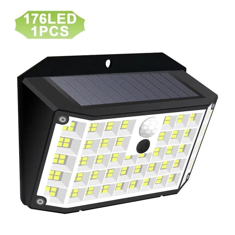 Solar Motion Sensor Wall Light IP65 Waterproof Solar Spotlight Outdoor Floodlight Fence for Patio Garden Pathway Yard 176LED-1PC