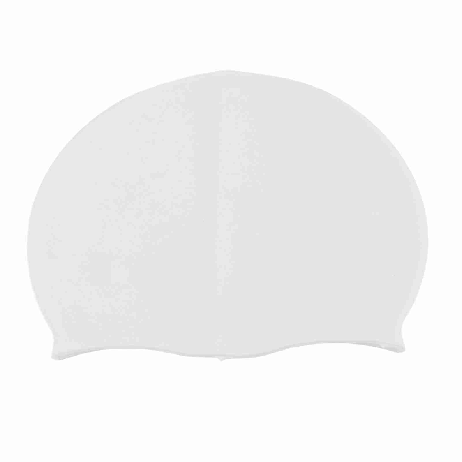 Durable Unisex Silicone Waterproof Swimming Cap Solid High Elastic Swimmer Hat White white