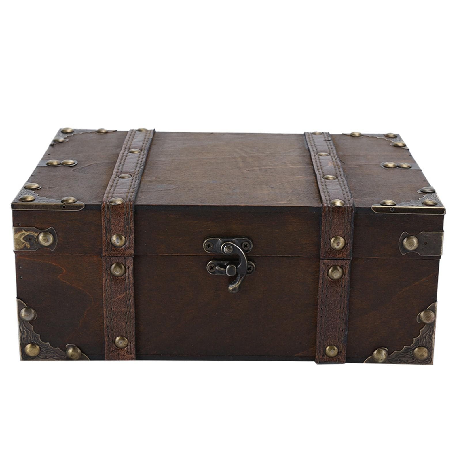 Vintage Wooden Storage Box Decorative Treasure Jewelry Chest with Lock Home Decoration6282?2302