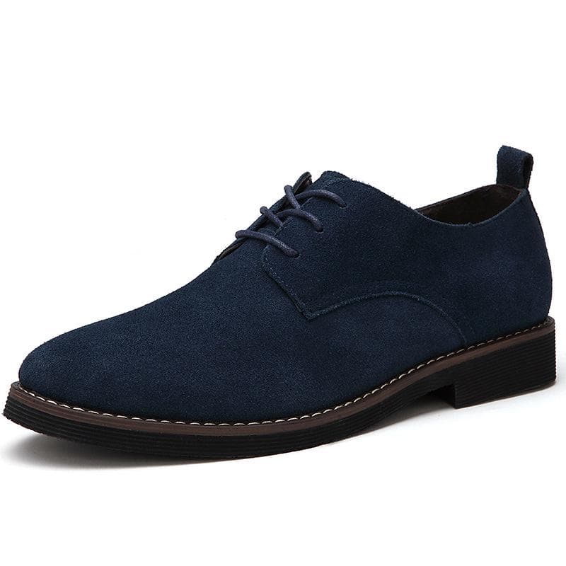 New Men Suede Leather Casual Shoes Men Lace-up Retro Business Leisure Dress Shoes Cool Man Footwear 43 blue