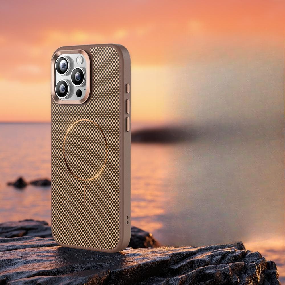 Applicable To IPhone16PRO Sunset Carbon Fiber Thin Ring Magnetic Suction Phone Case Apple 15 Matte Anti-fall Cover I14 iPhone13