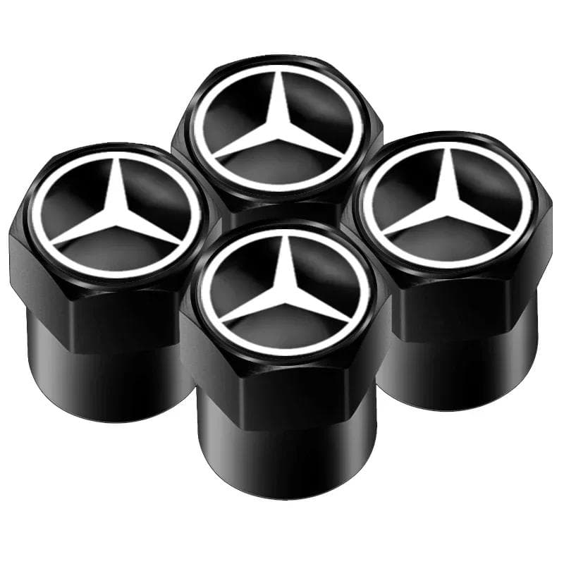 New For Mercedes Benz 4Pcs Car Wheel Tire Air Valve Caps Stem Cover with Color Brand Logo for Mercedes benz A B R G Class GLK GL