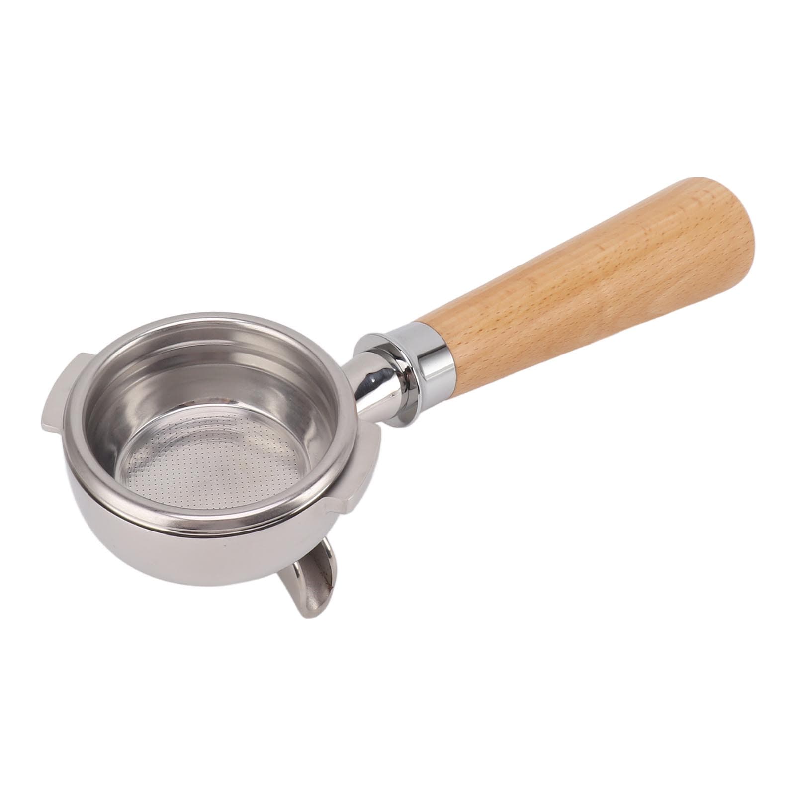 58mm Coffee Portafilter 2 Spout Fine Mesh Stainless Steel Wooden Grip Detachable Coffee Machine Type A2 Beech Wood