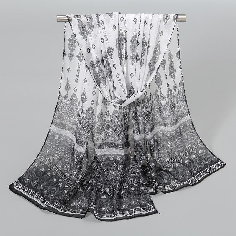 Indian Chiffon Silk Scarf: Breathable, Lightweight Spring & Autumn Accessory for Women XQ289-8 white