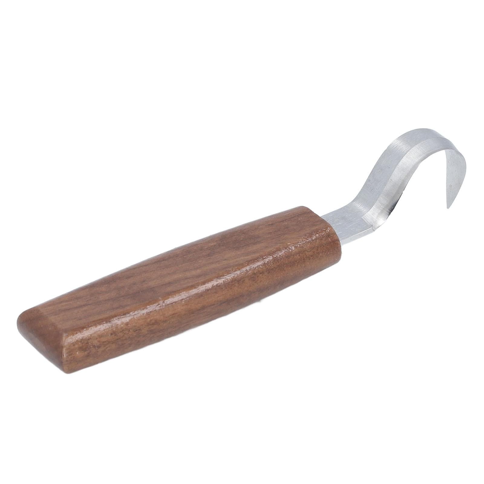 Wood Carving Tool with Flat Handle Bend Blade Hook Cut Whittling Digging Tool for Spoon Making Fine