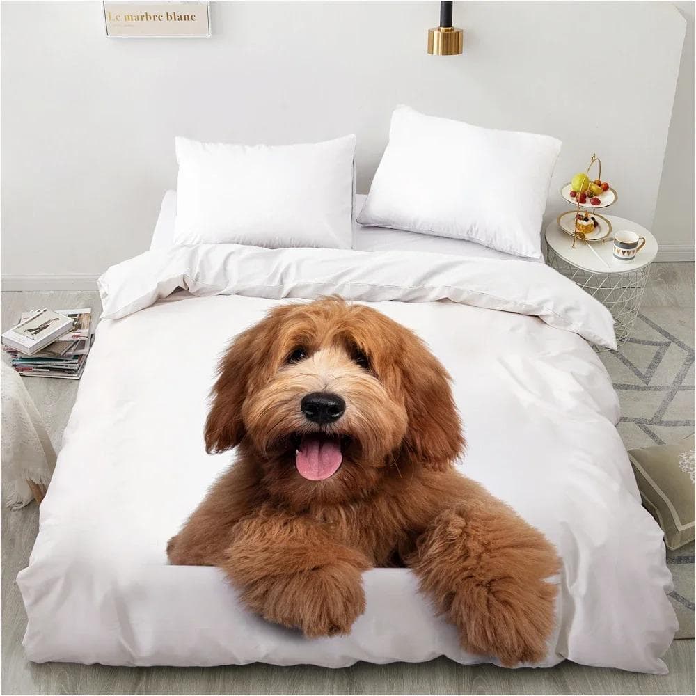 Animal Lie Down Dog Pet Bedding Set Duvet Cover Bedroom Comforter Covers Single Twin King Size Quilt Cover Home Textile AU Double 180x210cm