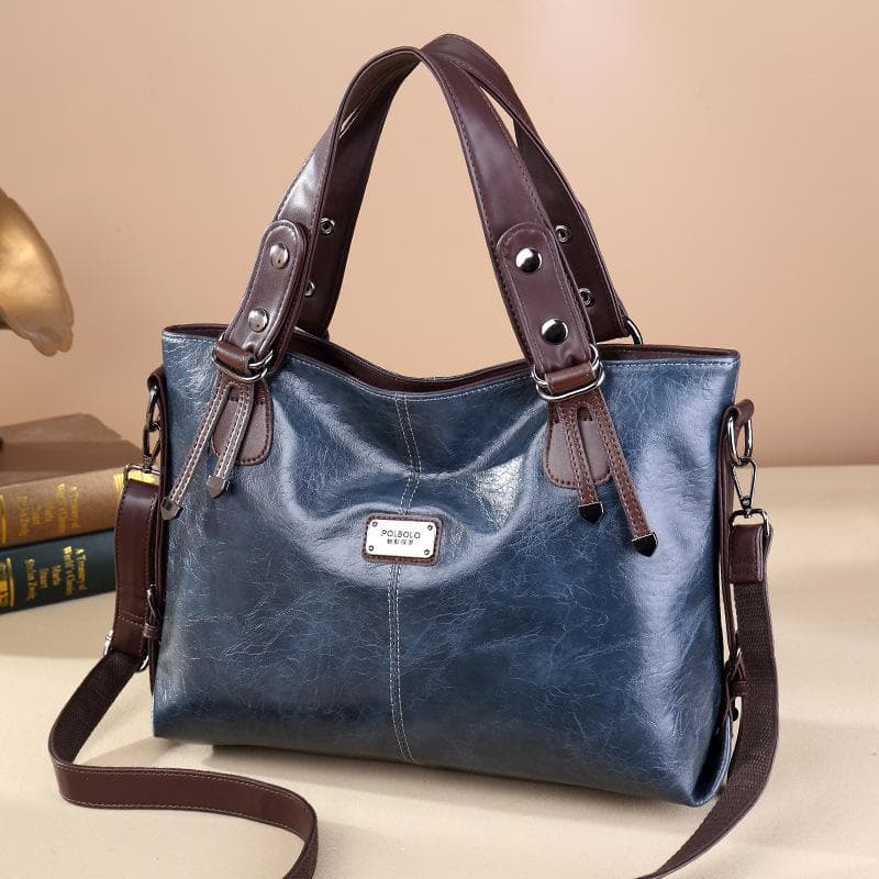 Spring/summer Women's Bag Large Capacity Handbag Female Retro Commuting Fashion Everything on One Shoulder blue