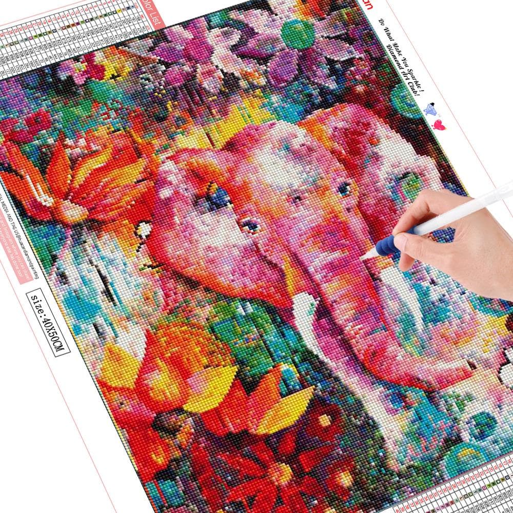 5D Diamond Painting Full Elephant Diamond Embroidery Full Display Animal Diamond Mosaic Picture 20X30