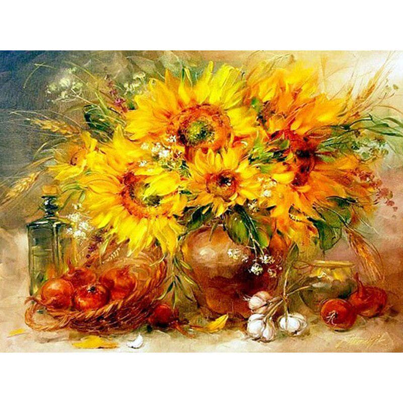 Diamond Embroidery Sunflower Handmade Diamond Painting Mosaic Cross Embroidery Home Decoration 20X30CM