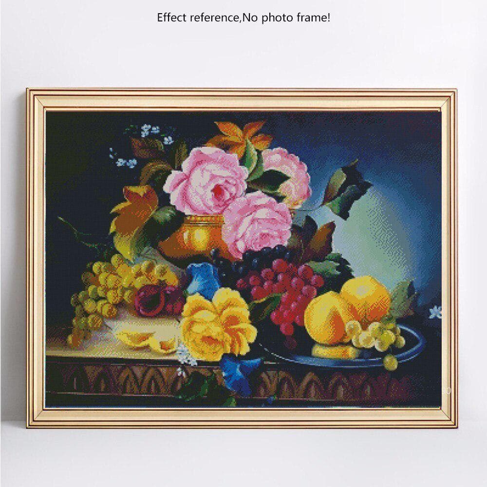 Diamond Painting Round Stones Flowers Diamond Embroidery Flower Hobby And Handicraft Pictures 20X30