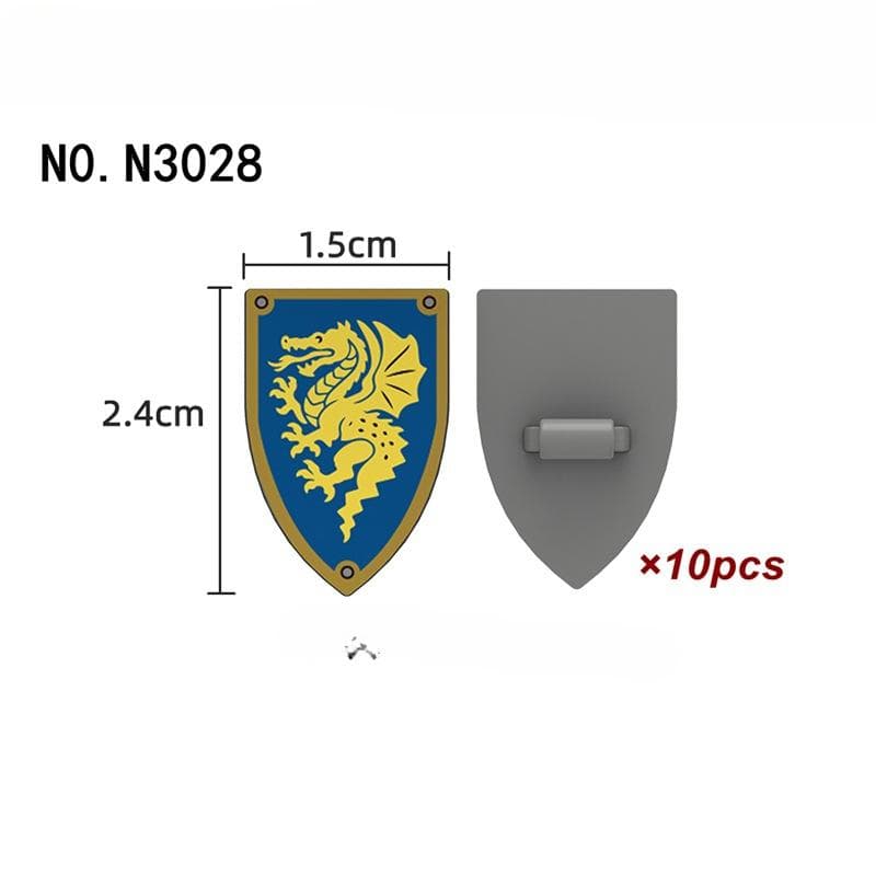 10pcs Medieval Series Castle Soldier Shield Weapon Accessories Building Block Toys