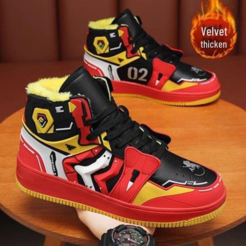 EVA Anime Limited Edition AJ High-Top Sneakers: Couples Men's Basketball & Casual Fashion Shoes EVA03 plus cotton, 36 red
