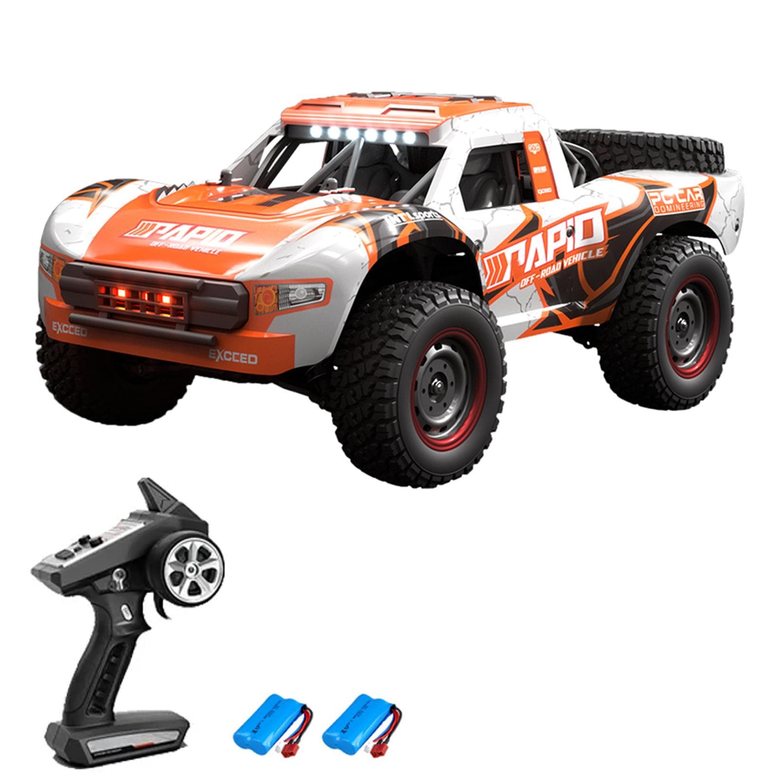 Remote Control Car 4WD Off-road Car Brushless Truck 2.4GHz Full Proportional High Speed 70km/h 2 battery orange