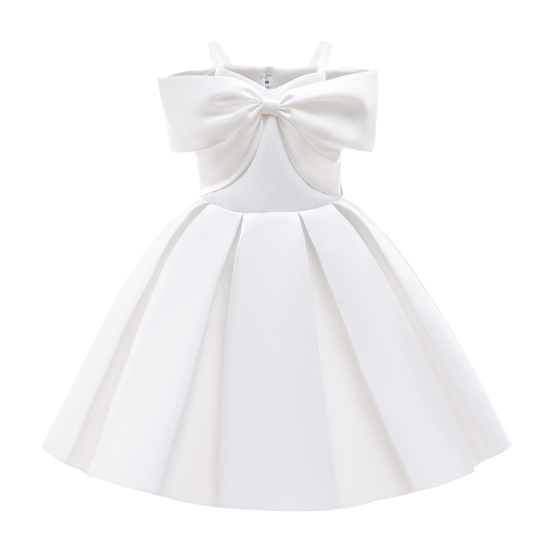 New Children's Princess Dress Solid Color Children's Off-shoulder Dress 150cm white