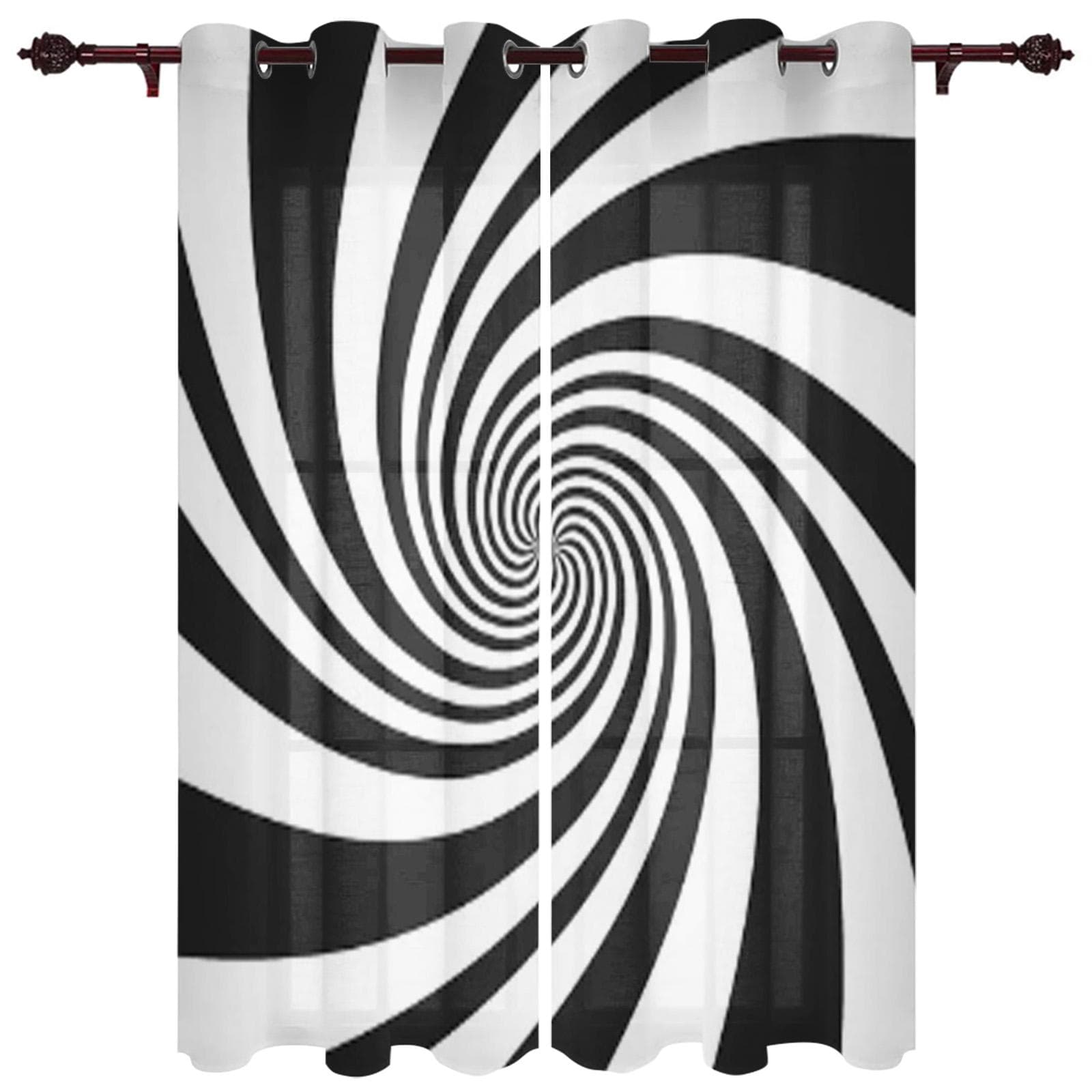 Abstract Geometric Black And White Window Curtain For Kids Room Home Blinds Curtains For Living Room Bedroom Window Drapes 135W x 60H(cm) x1
