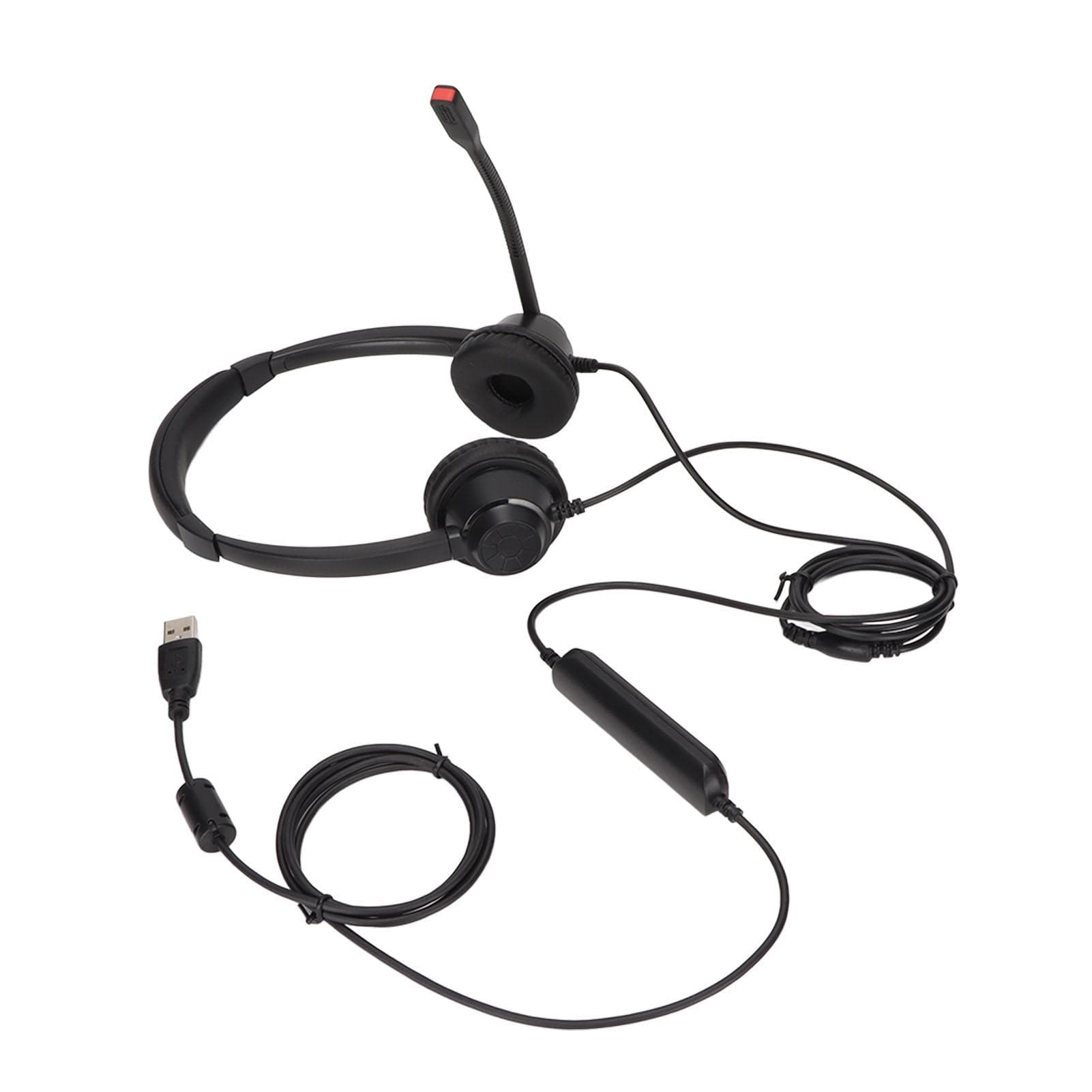 USB Telephone Headset Noise Cancelling Volume Adjustment Mute Binaural Customer Service Headphone