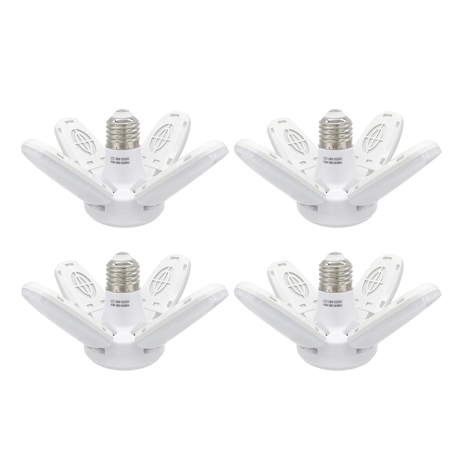 LED Garage Lights- Dimmable Garage Lights Ceiling, 38W 6000LM 6500K E27/B22 LED Garage Ceiling 4 pcs white