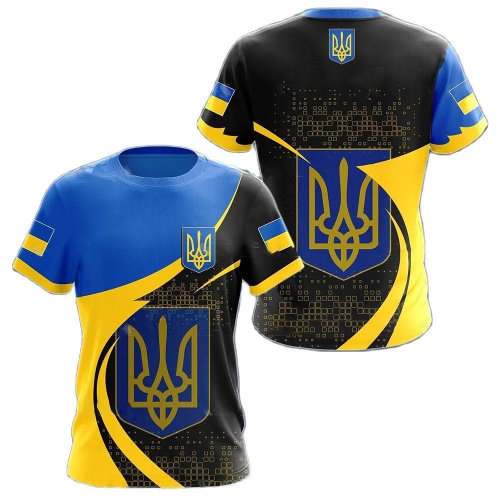 Ukraine Men's T-Shirts Ukrainian Flag Shirt 3D Printed O-Neck Oversized Short Sleeves Jersey Fashion Men's Clothing Streetwear L