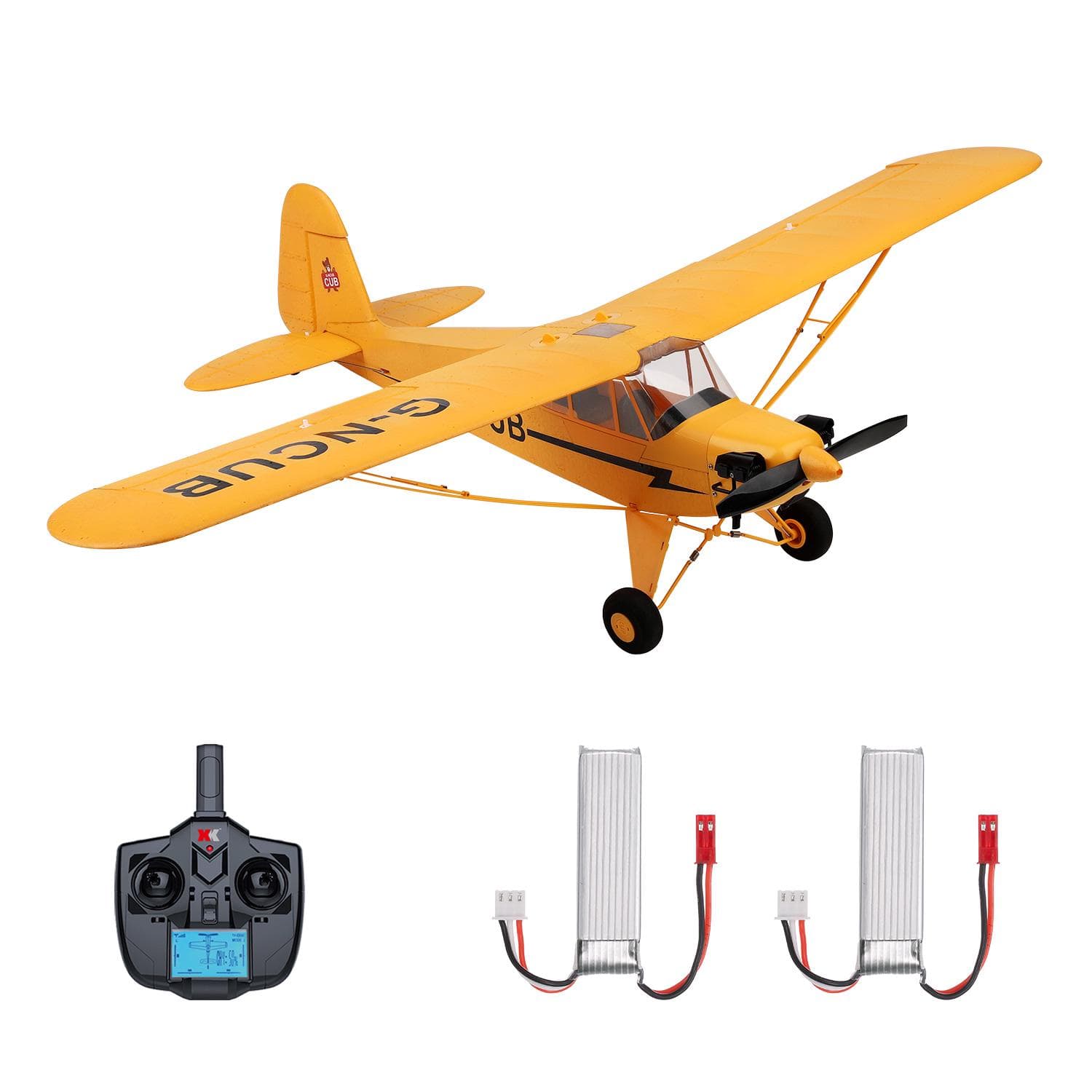 Wltoys XK A160 RC Plane 5 Channel Brushless Remote Control Airplane for Adults Stunt Flying 3D 6G 2 Batteries yellow