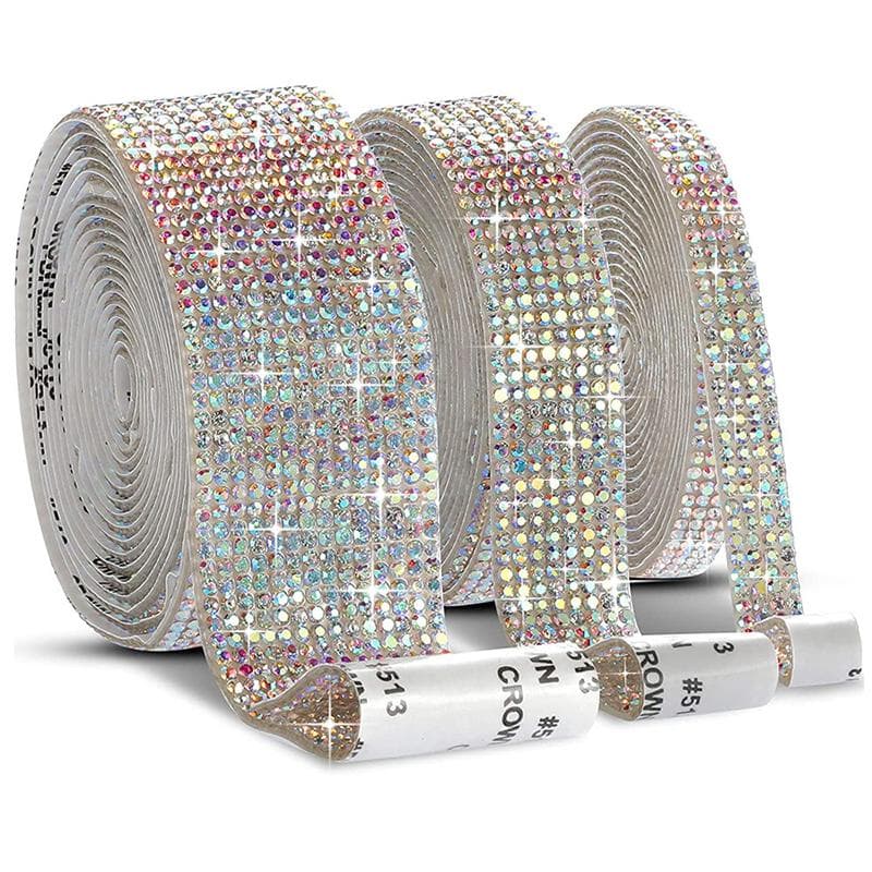1Yard DlY Diamond Ribbon Self-Adhesive Crystal Rhinestone Decoration Gemstone Sticker Bling 8rows multicolour