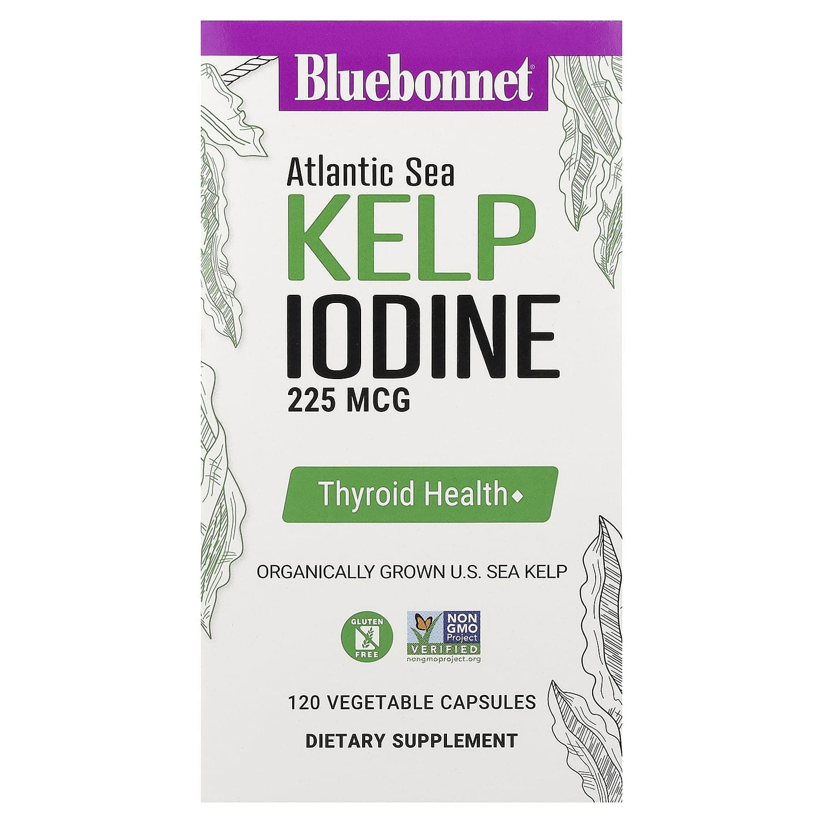 Bluebonnet Nutrition, Atlantic Kelp Iodine, 225 mcg, 120 Veggie Capsules