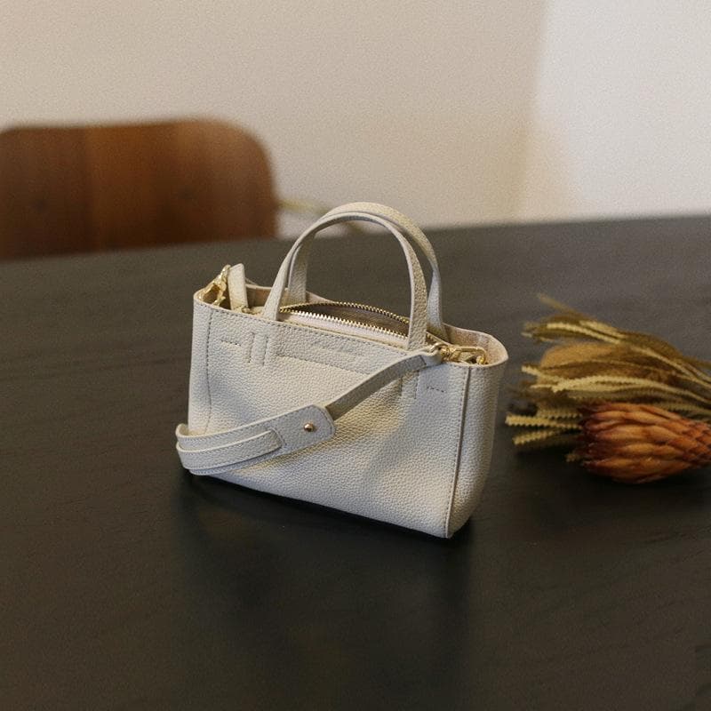 Spring and Summer French Mini Tote Bag, Top-grain Leather, Fashionable Handbag, Leather, Women's One-shoulder Crossbody