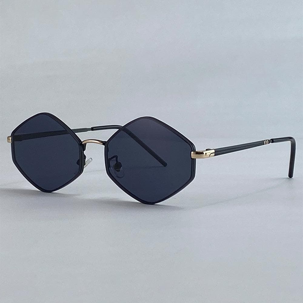 Vintage Hexagon Sunglasses UV400 Protection Metal Frame Punk Eyewear for Women Men Luxury Irregular Design